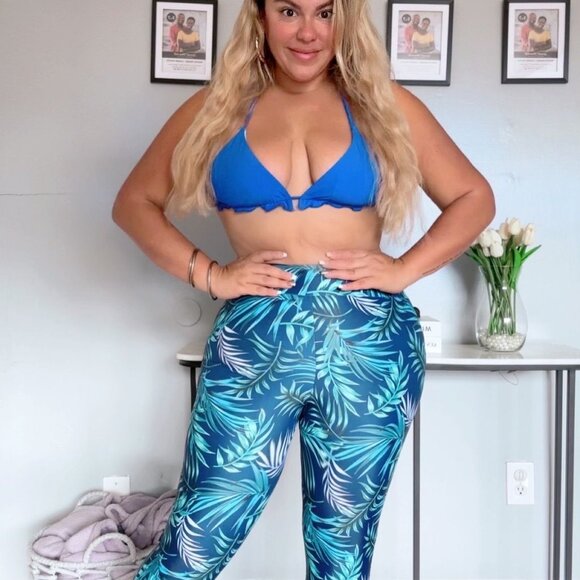 Floral workout leggings with built-in panties / or as a swimsuit PLUS SIZE 2025 - Picture 3 of 12